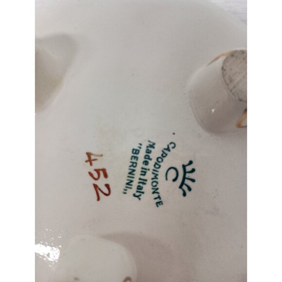 Vintage Capodimonte Bernini Porcelain Cherub Footed Lidded Hand Painted Dish - Picture 7 of 9